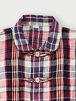 Indian Linen Twill 8 Knots Dress Red x Blue