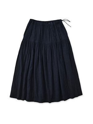 Indigo Fuwafuwa Double Woven Tiered Skirt Solid Indigo