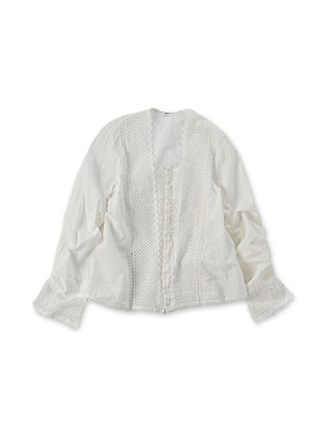 Indian Khadi Cutwork Blouse White