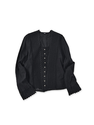 Indian Khadi Cutwork Blouse Black