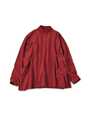 Dozume Tenjiku Yock Neck Big Slit T-shirt Red