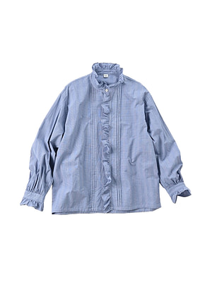 Miko Frill Blouse Blue Glen Check