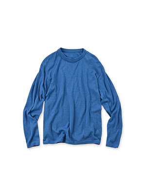 Whole Super Gauze 908 Crew Hayama Blue Top