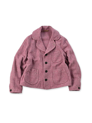 Cotton Linen Tweed Annie Tyrol Jacket Pink Herringbone