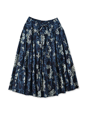 Indigo Aster Print Easy Skirt Indigo