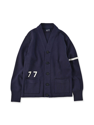 77 Knitsew 908 Lettered Cardigan Navy