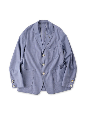 Summer Wool Miyuki Jacket MEN Blue Houndstooth