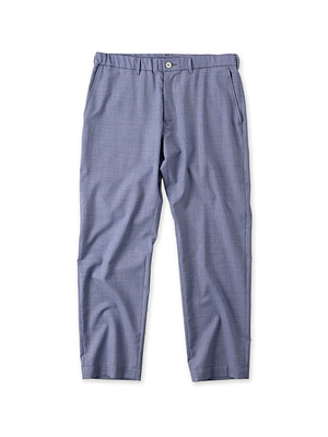 Summer Wool Easy Slacks Pants MEN Blue Houndstooth