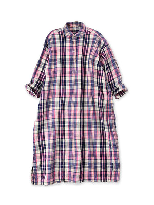 Indian Linen Twill M Shirt Dress Pink