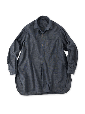 Indigo Hakeme 908 Grandpa Pull Shirt Indigo