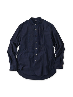 Indigo Batiste Pintuck 908 Stand Shirt Indigo