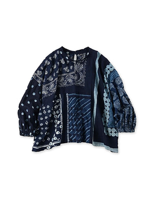 Indigo Bandana Patchwork Blouse