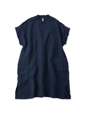 Linen Tweed Sleeveless Uma Dress Navy