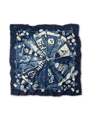 Indigo Supima Aya Bull Flag Furoshiki Indigo