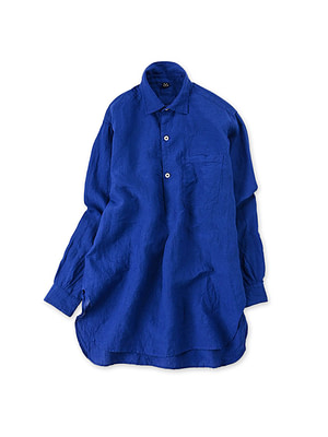 Indian Linen Chambray 908 Grandpa Pull Shirt Blue