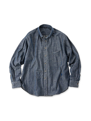 Indigo Dungaree Denim 908 Ocean Button Down Shirt Ruri Nou