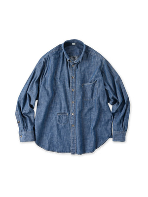 Indigo Dungaree Denim 908 Ocean Button Down Shirt Ruri Zyu