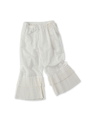 Indian Khadi Pleats Frill Wrapper Pants White