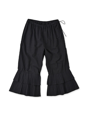 Indian Khadi Pleats Frill Wrapper Pants Black