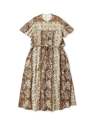 Sarasa Block Print Dress Brown