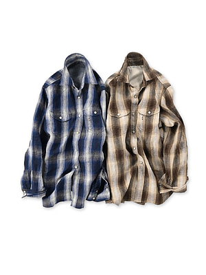 Indian Linen Twill 908 Shadow Check Eastern Shirt