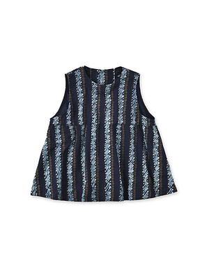 Indigo Batik Print No Sleeve Top Indigo