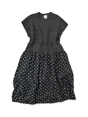 Indian Linen Dot Print Dress Charcoal