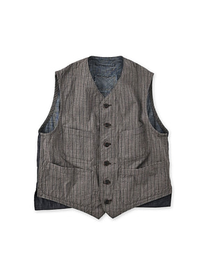 Yorimoku Cotton Tweed 908 4-pocket Vest Yorimoku Stripe