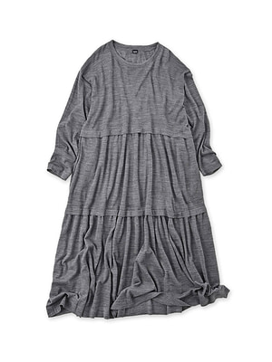 Combed Wool Tenjiku Tiered Dress Gray