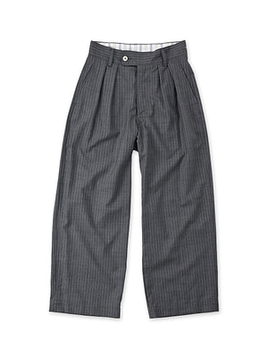 Combed Wool Charlotte Baggy Pants Gray Stripe