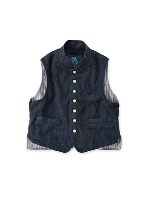 Futatabi 6.5 Sumi Ai 908 Stand Collar Vest