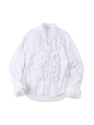 Batiste x Gauze Frill Blouse White