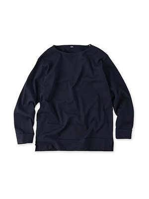 US Mou Knitsew Basque T-shirt Navy Top