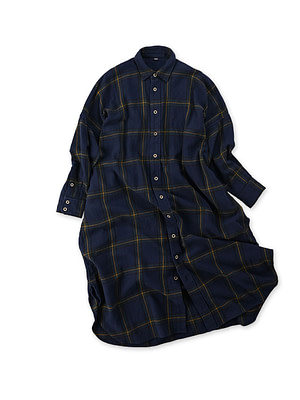 Indian Flannel Big Shirt Dress Black Watch