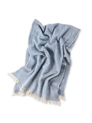 Indian Merino Cashmere Herringbone Stole Saxe