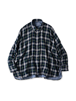 Double Woven Big Shirt Indigo Black Watch