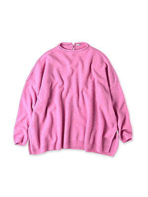 Float Boiled Wool Big Slit Pink Top