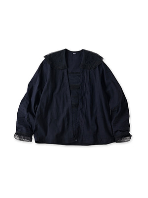 Indian Khadi Sailor Collar Blouse Black