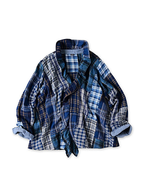 Indigo Indian Flannel Patchwork Frill Cache-Coeur