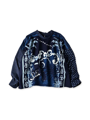 Indigo Picture Book Bandana Blouse Indigo Club