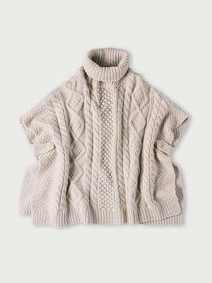 Cashmere Aran Poncho Beige Top