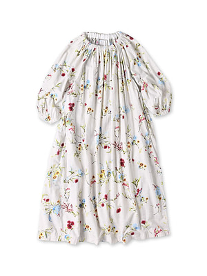 Indian Khadi Next to Spring Print Gathered Dress Kinari