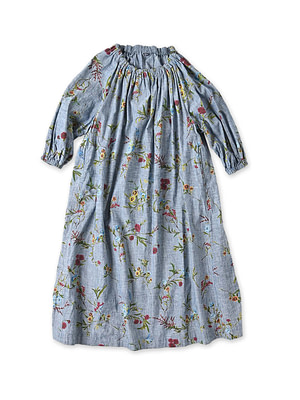 Indian Khadi Dungaree Next to Spring Print Gathered Dress