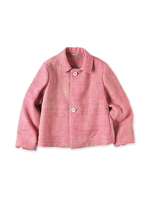 Indian Linen Silk Tweed Square Jacket Pink