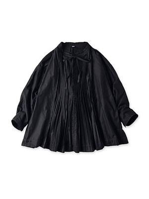Chestnut Satin Pleats Smock Blouse Black