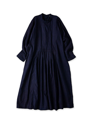 Indigo Chestnut Satin Tuck Dress