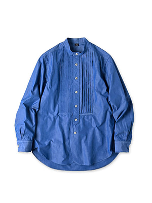 Miko 908 Loafer Pintuck Stand Collar Shirt Blue
