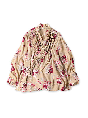 Gauze Rose Print Cache-Coeur Pink