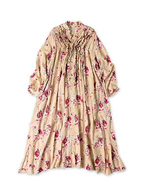 Gauze Rose Print Dress Pink
