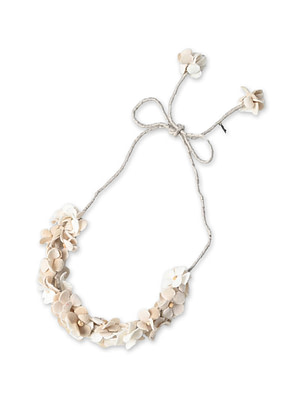 Flower Wreath Necklace Off White
